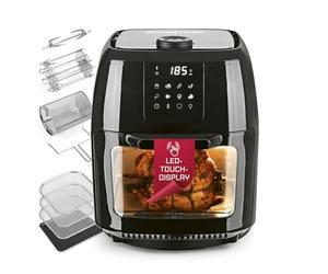 GOURMETmaxx Digital XXL Hot Air Freidora 9 litros | Freír sin grasa, incluye espetón giratorio para pollo y shashlik | Freidora, horno y grill giratorio en un solo aparato