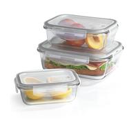 GOURMETmaxx Envases de Vidrio para Conservas Frescas Klick-it Set de 3 | Sin BPA | Aptos para Lavavajillas, Microondas y Congelador | Herméticos y a Prueba de Fugas y Apilables [antracita]