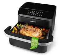 GOURMETmaxx Freidora de aire caliente, 10 l, 2 cámaras Airfryer Vario de 5 l, freidora con 8 programas y pantalla táctil, freidora de aire caliente 2 dormitorios, preparar 2 platos al mismo tiempo