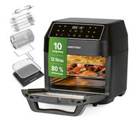 GOURMETmaxx freidora de aire caliente 12 L Airfryer | freidora con 9 funciones, pantalla táctil, pinchos giratorios y shashlik | 10 programas incl. pizza | mini horno 1700 W - prácticamente sin aceite