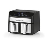 GOURMETmaxx Freidora de aire caliente, cámara doble, 2 x 3,5 l, acero inoxidable, airfryer con función temporizador, pantalla táctil y zonas de cocción sincronizadas, freír ahorro de energía, 10