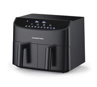 GOURMETmaxx Freidora de aire caliente de doble cámara 2 x 3,5 l - Negro | Airfryer con función temporizador, pantalla táctil y zonas de cocción Synchro | Freír de bajo consumo | 10 programas | 2400 W
