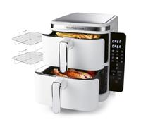 GOURMETmaxx FryUp Freidora de aire caliente vertical de doble cámara | Airfryer vertical | pantalla táctil plegable | 32% de ahorro de espacio | capacidad de 10 l | freidora de aire caliente 2 cámaras