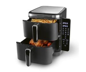 GOURMETmaxx FryUp Vertical Freidora de Aire Caliente Doble Cámara | Airfryer vertical | Pantalla táctil abatible | 32% más de ahorro de espacio | Capacidad 10L | Freidora de aire caliente 2 cámaras