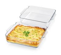 GOURMETmaxx Fuente de horno de cristal para freidora de aire caliente y horno, juego de 2 - 1500 ml cada uno | Molde rectangular | Cuenco pequeño - Preparar, cocinar, servir, molde de cristal Airfryer