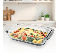 GOURMETmaxx Fuente para freidora de aire caliente y horno - 800 ml | Molde rectangular de vidrio de borosilicato | Fuente pequeña para preparar, cocinar y servir | Para la airfryer & Überbackenes