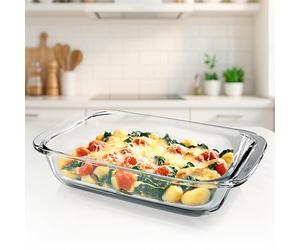 GOURMETmaxx Fuente para freidora de aire caliente y horno - 800 ml | Molde rectangular de vidrio de borosilicato | Fuente pequeña para preparar, cocinar y servir | Para la airfryer & Überbackenes
