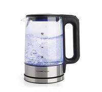 GOURMETmaxx Hervidor de agua de cristal en diseño intemporal de acero inoxidable con iluminación LED azul | Práctico indicador del nivel de agua, filtro antical, capacidad de 1,7 litros