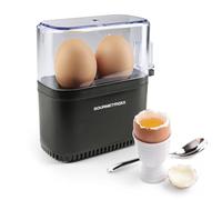 GOURMETmaxx Hervidor de huevos de diseño para 2 huevos | Hervidor de huevos compacto | Hervidor de huevos con perforador de huevos, vaso medidor y señal acústica | 3 grados de dureza | Fácil limpieza