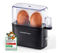 GOURMETmaxx Hervidor de huevos de diseño para 2 huevos | Hervidor de huevos compacto | Hervidor de huevos con perforador de huevos, vaso medidor y señal acústica | 3 grados de dureza | Fácil limpieza