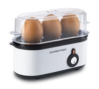 GOURMETmaxx Hervidor de huevos para 3 huevos, hervidor de huevos con cortador de huevos en vaso medidor, 3 grados de dureza para tu huevera, diseño pequeño, piezas aptas para lavavajillas