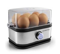 GOURMETmaxx Hervidor de huevos para 6 huevos. Hervidor de huevos con cortador de huevos en vaso medidor. Cocina para huevos con 3 grados de dureza, adecuada para cada huevera. Diseño de acero