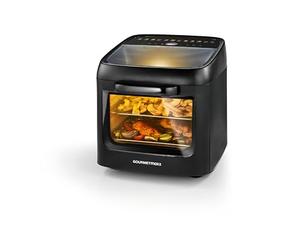GOURMETmaxx Horno de convección con techo panorámico y ventana frontal 12,5 l | Freidora de aire caliente con 9 funciones | Airfryer, freidora y mini horno en 1 | para máx. 8 personas | Freidora de