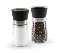 GOURMETmaxx Juego de 2 molinillos de sal y pimienta, molinillos de especias con mecanismo de cerámica ajustable sin niveles, fácil de moler especias y hierbas, 180 ml de volumen de llenado, fácil