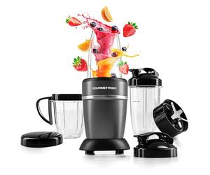 GOURMETmaxx Nutrition Mixer 1000W | Batidora de batidora con tapa para llevar | Batidora con vaso mezclador y tapa fresca, ideal para almacenamiento | Blender con kit de accesorios L para