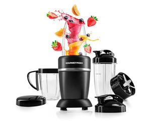 GOURMETmaxx Nutrition Mixer 1000W | Batidora de batidora con tapa para llevar | Batidora con vaso mezclador y tapa fresca, ideal para almacenamiento | Blender con kit de accesorios L para