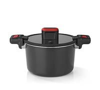 GOURMETmaxx Olla de bajo consumo de aluminio fundido de 5,8 L, revestimiento antiadherente, preparación rápida, fácil, baja en grasa y con vitaminas, apta para todo tipo de cocinas, incluida inducción