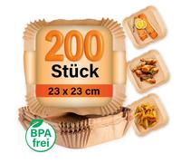 GOURMETmaxx Papel de hornear para freidora de aire caliente 200x Bandeja de p...