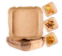GOURMETmaxx Papel de horno para freidora de aire caliente de 2 a 5 litros, bandeja de papel antiadherente y resistente al aceite, papel para hornear Airfryer - Forma flexible | 100 unidades - 16 x 16