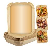GOURMETmaxx Papel de horno para freidora de aire caliente de 3 a 5 litros, bandeja de papel para hornear, antiadherente y resistente al aceite, doble canasta, 200 unidades, 22 x 14 x 4,5 cm