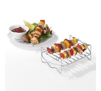 GOURMETmaxx Parrilla de acero inoxidable | Accesorios para la freidora de aire caliente 2,5 L | Estante para freír AirFryer | Ideal para freír, asar o cocinar, fácil limpieza