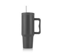 GOURMETmaxx Taza térmica con pajita y asa, taza de café de 1,2 L To Go | Termo con tapa 2 en 1 | Copa a prueba de fugas, gris