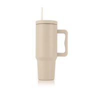 GOURMETmaxx Taza térmica con pajita y asa, taza de café de 1,2 L To Go | Termo con tapa 2 en 1 | Copa a prueba de fugas, beige