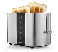 GOURMETmaxx Tostadora ranura corta para 2 cortes, tostadora de acero inoxidable con 6 grados de bronceado y cuenta regresiva Ready-2-eat, aparato de cocina eléctrico con pantalla táctil, accesorio