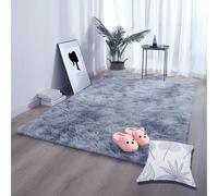 GOUSANG Alfombra Shaggy Salón Grandes 220 x 410 cm Diseño Tie Dye Shaggy Alfombra Grande para Interiores Antideslizante para Exterior Pasillo, Gris Claro