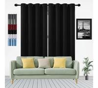 GOUSUN Cortinas Opacas 85 x 85 cm Aislamiento Térmico Cortinas de Diseño Contemporáneo Mantenimiento Sencillo para Salas de Estar de Oficinas, Negro