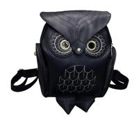 Goutdori Mochila De Búho, Mochila De Búho De Moda, Mini Bolso De Cuero De Pu para Mujer, Negro