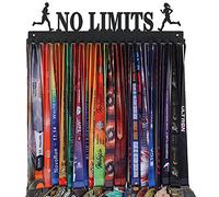 Goutoports Soporte para medallas para corredor de carreras deportivo, sin límites, metal de acero negro resistente, más de 60 medallas, fácil de instalar