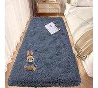 GOUTUI Alfombra de Pelo Largo para Dormitorio 80 x 400 cm Lavables y Antideslizante Alfombras Suaves y Mullidas No Se Desprenden para Habitación Infantil Dormitorio, Gris