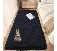 GOUTUI Alfombra Salon Pelo Largo Lavables 90 x 300 cm Lavables y Antideslizante Alfombras Suaves y Mullidas Decoraciones Interiores para Salón Dormitorio Baño Pasillo, Negro
