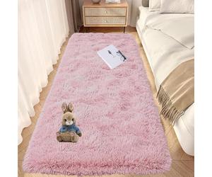 GOUTUI Alfombras Salón Pelo Largo 100 x 180 cm Lavables y Antideslizante Alfombra Mullida para Salón No Se Desprenden para Habitación Infantil Dormitorio, Rosa