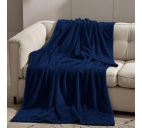GOUTUI Cálida Manta para Cama 90 x 190 cm Suave/Ligero/Esponjoso Manta de Franela para Cama Poliéster para Toda Estación, Azul Oscuro