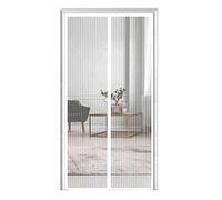 GOUTUI Corredera Cortina Mosquitera Magnética, 110x220cm Protección contra Insectos Cortina Puerta Exterior Fácil de Ensamblar para Puertas de Salón Balcón Corredor, Blanco A