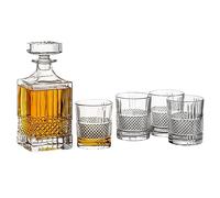 gouveo Jarra de whisky con 4 vasos 35163 - Juego de whisky de cristal de alta calidad con 4 vasos a juego - Gran set de regalo para hombres y amantes del whisky