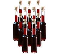 gouveo Juego de 12 Botellas de Vidrio 200 ml Symphony con Corcho (HGK) - Botellas vacías para llenar y Regalar - Botella pequeña de Licor de 0,2 l, Botella de Aceite (SIF200HGK)