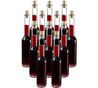 gouveo Juego de 12 botellas de vidrio 200 ml Symphony con corcho (SK) - Botellas vacías para llenar y regalar - Botella pequeña de licor de 0,2 l, botella de aceite (SIF200SK)
