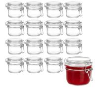 gouveo Juego de 12 tarros de almacenamiento de 120 ml con cierre de clip - tarro pequeño con cierre de clip de alambre - tarros de almacenamiento con tapas para cerrar (BGR120)