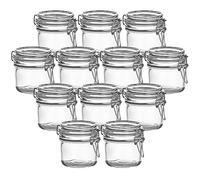 gouveo Juego de 12 tarros de almacenamiento de 200 ml con tapa abatible - tarro pequeño con cierre de alambre - tarros de almacenamiento con tapa para cerrar (BGR200)