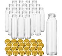 gouveo Juego de 24 botellas de cristal de 300 ml para batidos con tapa de rosca, color dorado, botella de zumo de 0,3 l con cierre Twist-Off para zumo, batidos caseros (SF300G)