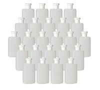 gouveo Juego de 24 botellas de plástico de 200 ml con cierre flip-top, botellas vacías de plástico HDPE para rellenar, botella con tapa abatible, botella de recarga para cosméticos, champú, loción,