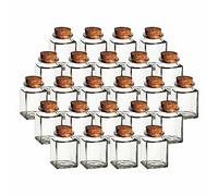 gouveo Juego de 24 tarros altos cuadrados de 120 ml para especias, con tapones de corcho - Tarros vacíos para almacenar hierbas y especias