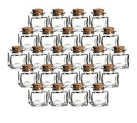 gouveo Juego de 24 tarros cuadrados para especias de 50 ml con tapón de corcho - Pequeños frascos de vidrio para hierbas y especias (KGE050PK)