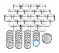 gouveo Juego de 24 tarros de conservas 230 ml Redondos con Tapa de Rosca Plata - tarros de conservación con Tapa de Rosca TO82 - tarros de Mermelada, tarros de Salchichas