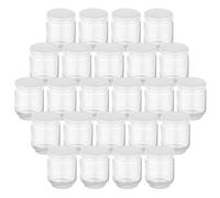 Gouveo Juego de 24 Tarros de Cristal Redondos de 190 ml Con Tapa de Rosca Blanca - Para Conservas y Almacenamiento