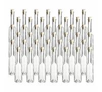 gouveo Juego de 42 botellas de vidrio 200 ml Symphony con corcho (SK) - Botellas vacías para llenar y regalar - Botella pequeña de licor de 0,2 l, botella de aceite (SIF200SK)
