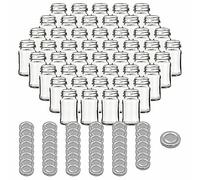 gouveo Juego de 48 tarros de conserva de 65 ml Mini con tapa de rosca, plateado BS - Pequeños tarros de rosca con tapa giratoria - Tarros redondos para mermelada y especias